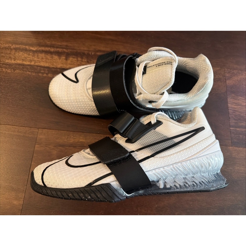 New Nike Mens Romaleos Power Weight Lifting Workout Shoes Size 3.5 White Black